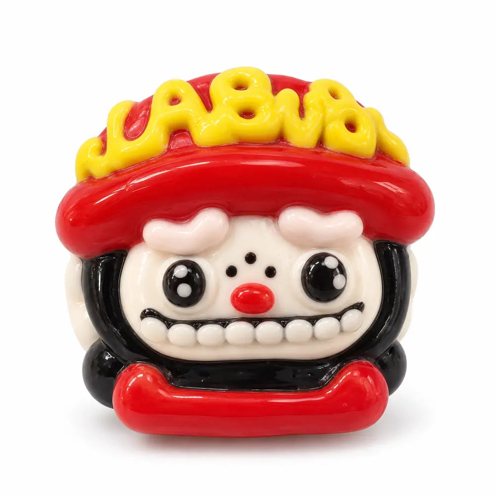 Red & Black Hand-Painted Acrylic Bead Set – 10 Pieces