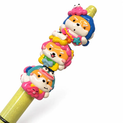 Hand-Painted Shiba & Corgi Bead Set – 10 Pieces