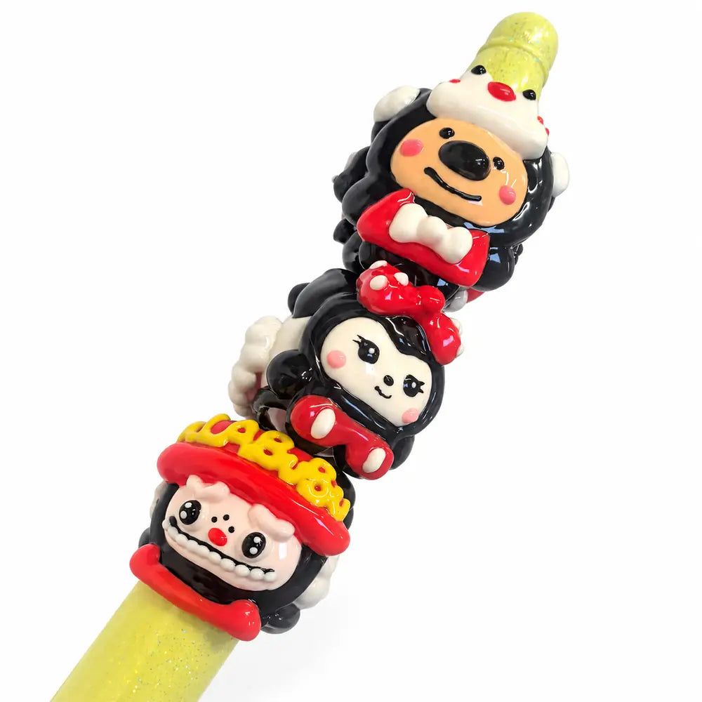 Red & Black Hand-Painted Acrylic Bead Set – 10 Pieces