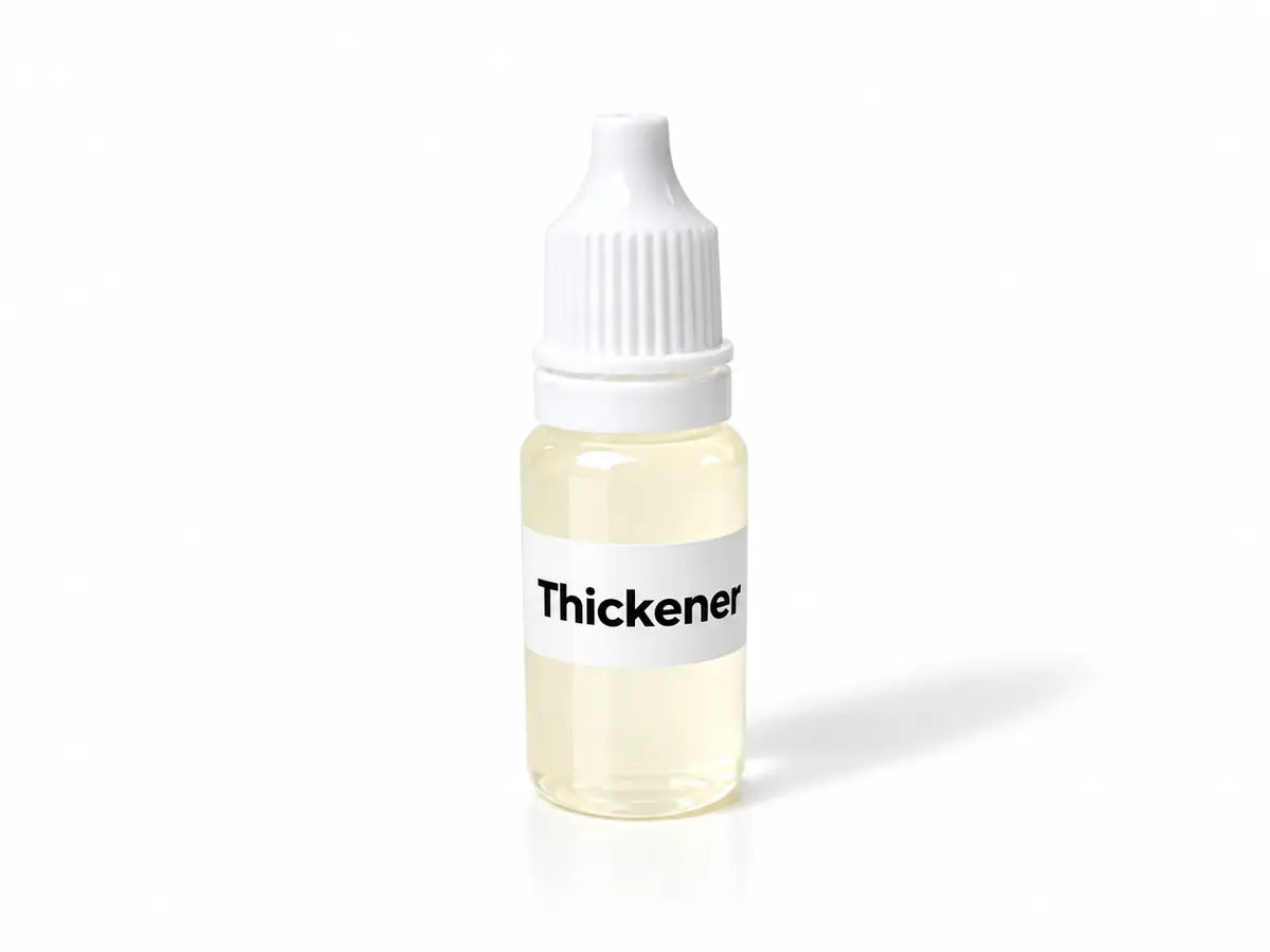 A small bottle labelled Thickener for raised resin bead designs on a white background.