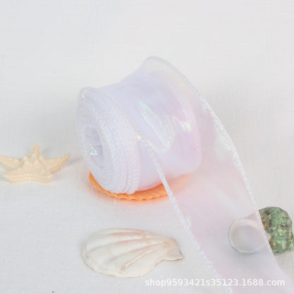Wavy Iridescent Gauze With Fishtail Gauze Ribbon