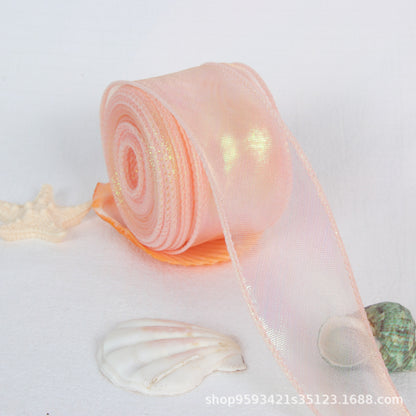 Wavy Iridescent Gauze With Fishtail Gauze Ribbon