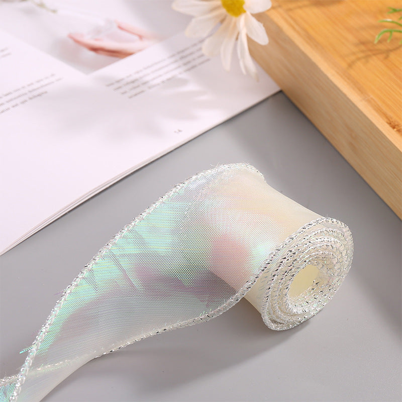 Wavy Iridescent Gauze With Fishtail Gauze Ribbon